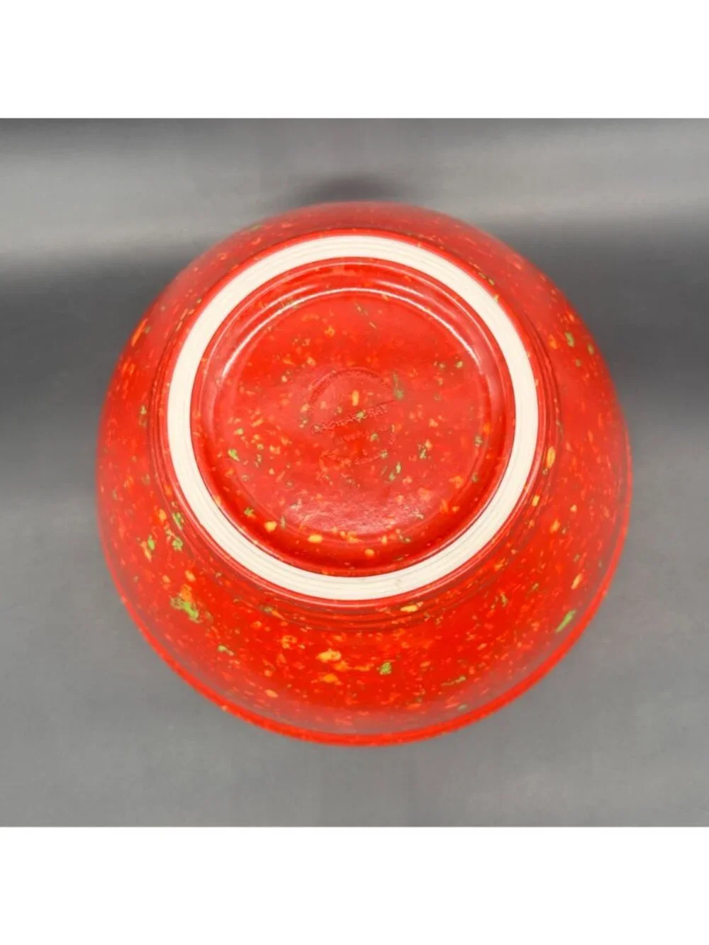 Rachael Ray Red Confetti Speckled Melamine Mixing Bowl Garbage Rubber Bottom 10”
